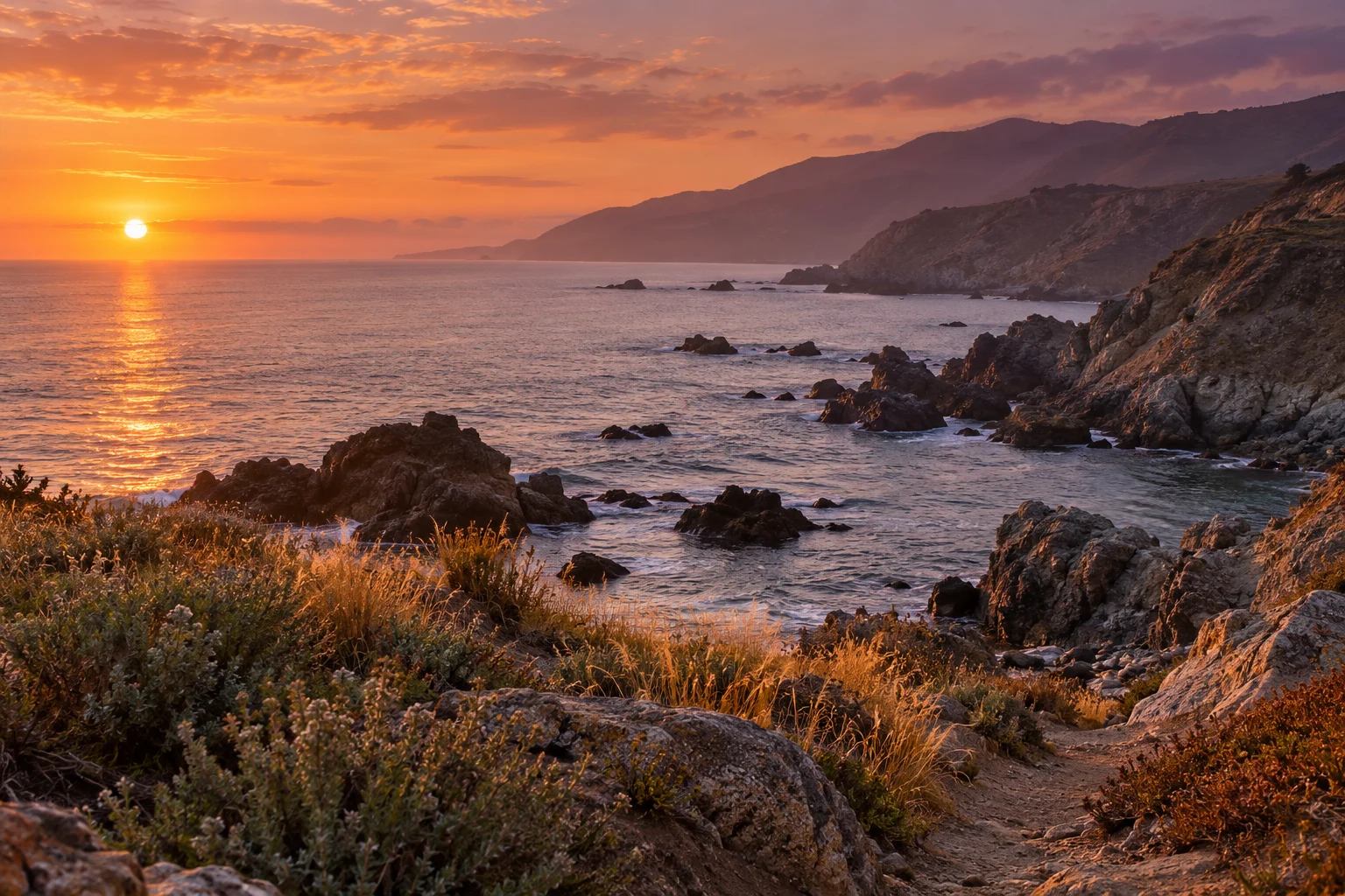 Sunset coastline inspired by Baja California